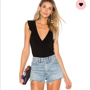 Flora Ruffle Black Bodysuit